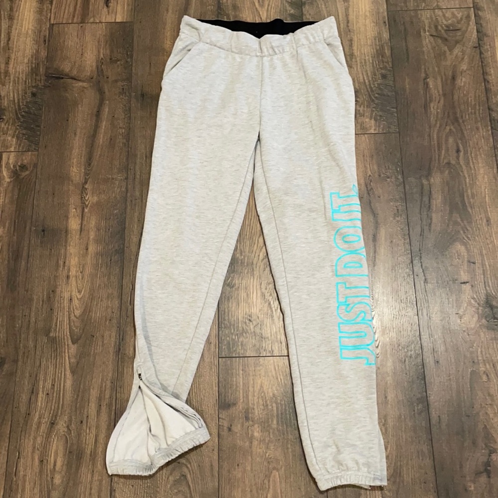 Nike sweat pants zipper ankles sz s gray